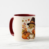 Niedlicher Erntedank Dinosaurier Tasse (Vorderseite Links)
