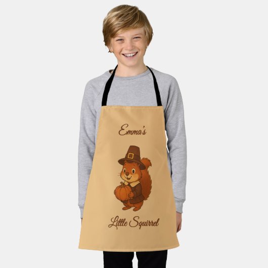 niedlicher Erntedank-Eichhörnchen Schürze (Getragen)