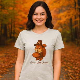 niedlicher Erntedank-Eichhörnchen Tri-Blend Shirt
