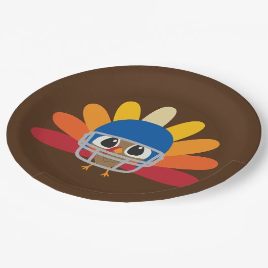 Niedlicher Erntedank Fußball-Truthahn - Nachricht Pappteller (Schrägansicht)