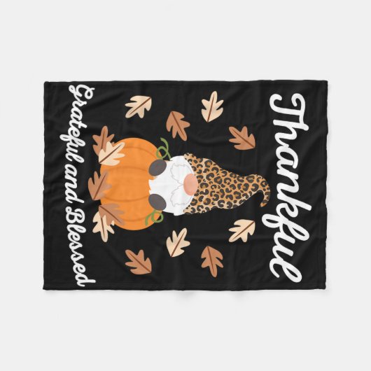 Niedlicher Erntedank Gnome Leopard Gnomes Fall Pum Fleecedecke (Vorderseite (Horizontal))