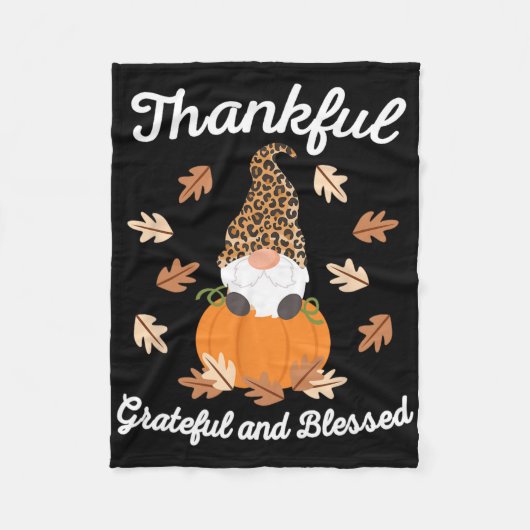 Niedlicher Erntedank Gnome Leopard Gnomes Fall Pum Fleecedecke (Vorderseite)