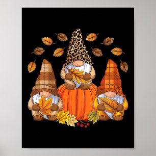 Niedlicher Erntedank Gnomos Herbstlaub Herbstvorko Poster