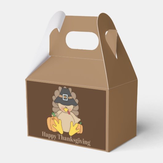 Niedlicher Erntedank Holiday Trukey Namensnachrich Geschenkschachtel (Rückseite)