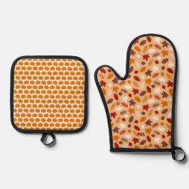 Niedlicher Erntedank Oven Mitt & Pot Holder SE Ofenhandschuh & Topflappen-Set