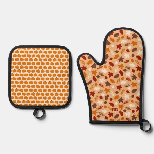 Niedlicher Erntedank Oven Mitt & Pot Holder SE Ofenhandschuh & Topflappen-Set (Vorderseite)