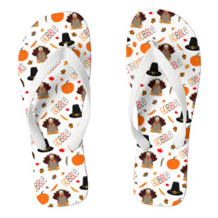Niedlicher Erntedank Pattern Gobble Danke Badesandalen