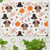 Niedlicher Erntedank Pattern Gobble Danke Geschirrtuch (Gefaltet)