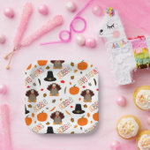 Niedlicher Erntedank Pattern Gobble Danke Pappteller (Party)