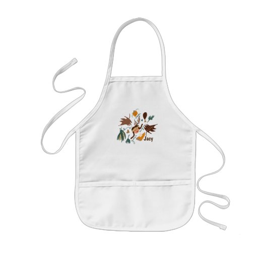 Niedlicher Erntedank Pilgrim Fall Greenery Doodles Kinderschürze (Vorne)
