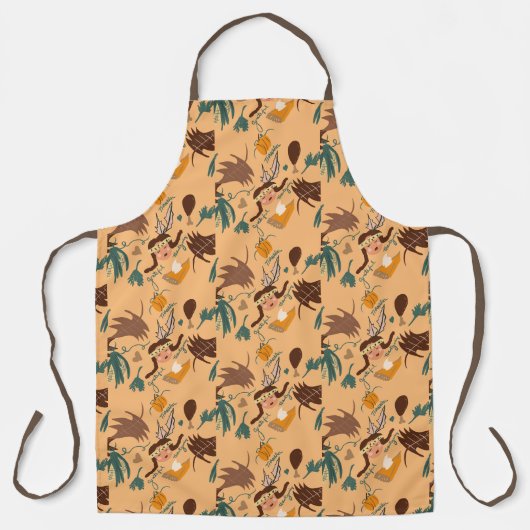 Niedlicher Erntedank Pilgrim Fall Greenery Doodles Schürze (Vorderseite)