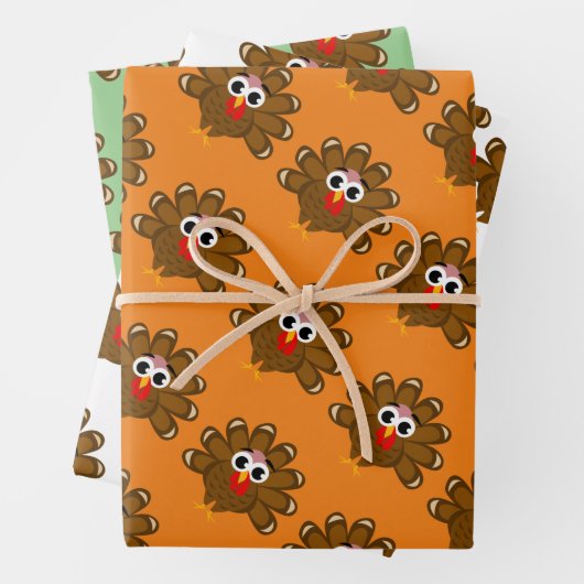 Niedlicher Erntedank Truthahn Cartoon Geschenkpapier Set (Beispiel)