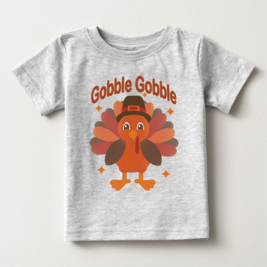 Niedlicher Erntedank Türkei Cartoon - "Globale Glo Baby T-shirt (Vorderseite)