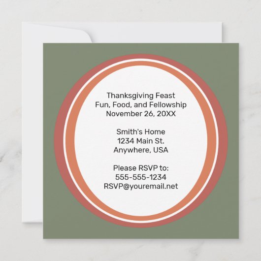 Niedlicher Erntedank Türkei Cartoon - "Globale Glo Einladung (Rückseite)