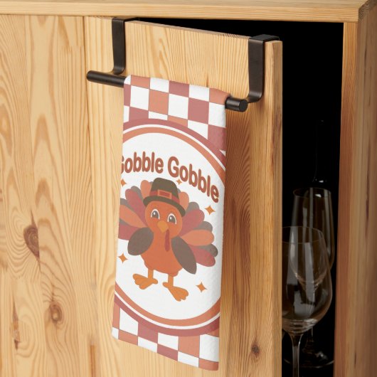 Niedlicher Erntedank Türkei Cartoon - "Globale Glo Geschirrtuch (Drittel gefaltet)