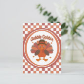 Niedlicher Erntedank Türkei Cartoon - "Globale Glo Postkarte (Stehend Vorderseite)