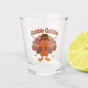 Niedlicher Erntedank Türkei Cartoon - "Globale Glo Schnapsglas