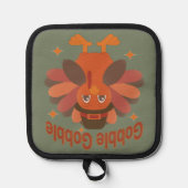 Niedlicher Erntedank Türkei Cartoon - "Globale Glo Topflappen (Vorderseite)