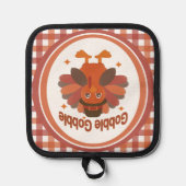 Niedlicher Erntedank Türkei Cartoon - "Globale Glo Topflappen (Vorderseite)