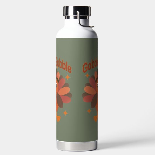 Niedlicher Erntedank Türkei Cartoon - "Globale Glo Trinkflasche (links)