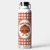 Niedlicher Erntedank Türkei Cartoon - "Globale Glo Trinkflasche (Rückseite)