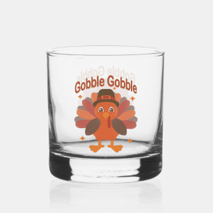 Niedlicher Erntedank Türkei Cartoon - "Globale Glo Whiskyglas