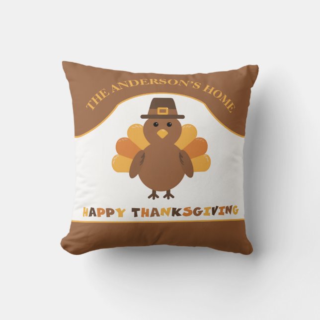 Niedlicher Erntedank Türkei Kissen (Vorderseite)