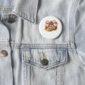 Niedlicher Erntedank Türkei mit funkelnden Federn  Button (Beispiel)
