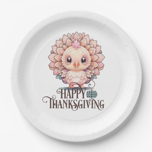 Niedlicher Erntedank Türkei Pappteller (Vorderseite)