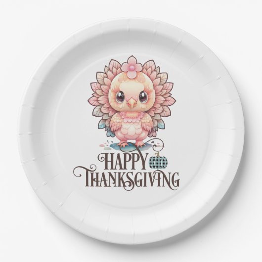 Niedlicher Erntedank Türkei Pappteller (Vorderseite)