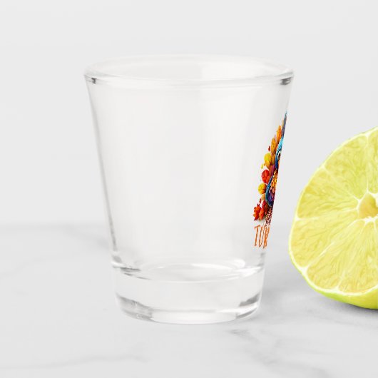 Niedlicher Erntedank Türkei Schnapsglas (Links)