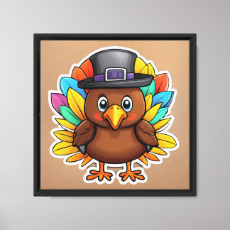 Niedlicher Erntedank Türkei Stretched Canvas Print Leinwanddruck