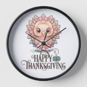 Niedlicher Erntedank Türkei Uhr (Vorderseite)