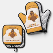 Niedlicher Erntedank Türkei Urlaub Kochen Geschenk Ofenhandschuh & Topflappen-Set (Vorderseite/Rückseite)