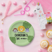 Niedlicher erster Geburtstag Jungle Safari Tierthe Pappteller (Party)