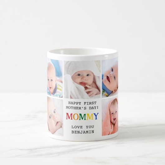 Niedlicher Erster Muttertag - Mami - FotoCollage Kaffeetasse (Mittel)