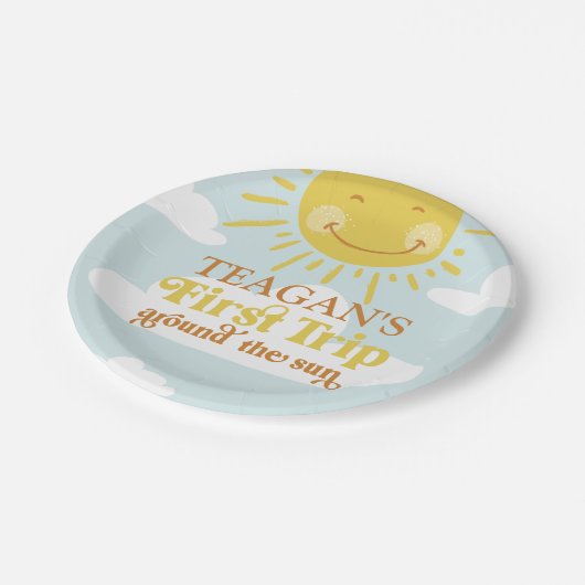 Niedlicher erster Sonnentag Pappteller (Schrägansicht)