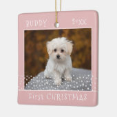Niedlicher Erster Weihnachtshund Foto Pet Stars Ro Keramikornament (Links)