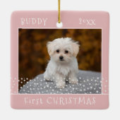 Niedlicher Erster Weihnachtshund Foto Pet Stars Ro Keramikornament (Rückseite)