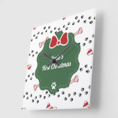 Niedlicher Erster Weihnachtshund über modern Quadratische Wanduhr (Winkel)