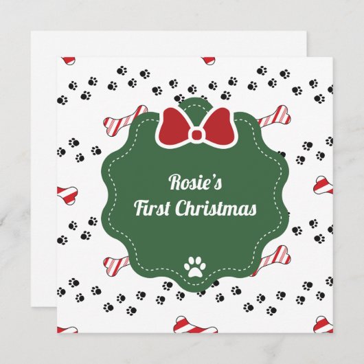 Niedlicher Erster Weihnachtshund Überweihnachtskar (Vorne/Hinten)