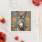 Niedlicher Esel auf farbenfrohem Blumenhintergrund Serviette (Beispiel)