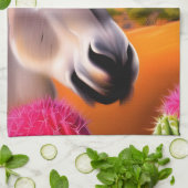 Niedlicher Esel mit blühenden Kakteen Geschirrtuch (Gefaltet)