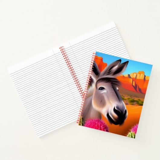 Niedlicher Esel mit blühenden Kakteen Notizblock (Innenseite)