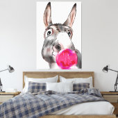 Niedlicher Esel mit Kaugummi-Cartoon Leinwanddruck (Insitu (Schlafzimmer))