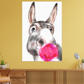 Niedlicher Esel mit Kaugummi-Cartoon Leinwanddruck (Insitu (Wohnzimmer))