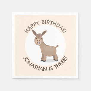 Niedlicher Esel personalisierter Cartoon Geburtsta Serviette