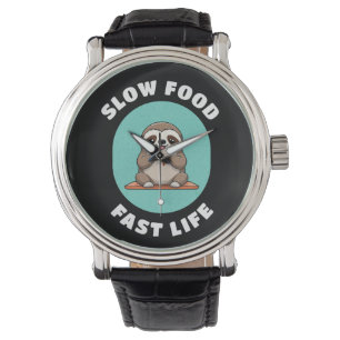 Niedlicher Essen Kawaii Sloth Armbanduhr