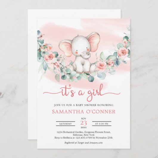 Niedlicher Eukalyptuskranz, ein Mädchen Einladung (Vorne/Hinten)