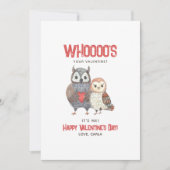 Niedlicher Eule Valentinstag Feiertagskarte (Vorderseite)